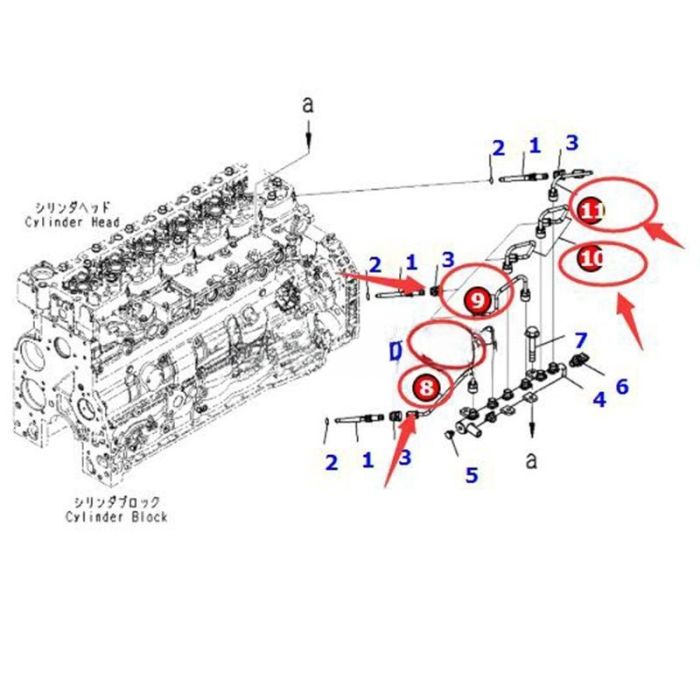 Komatsu 1 Set Tube 6754-71-5220 6754-71-5230 6754-71-5210 6754-71-5240 Compatible for Komatsu SAA4D107E SAA6D107E Engine