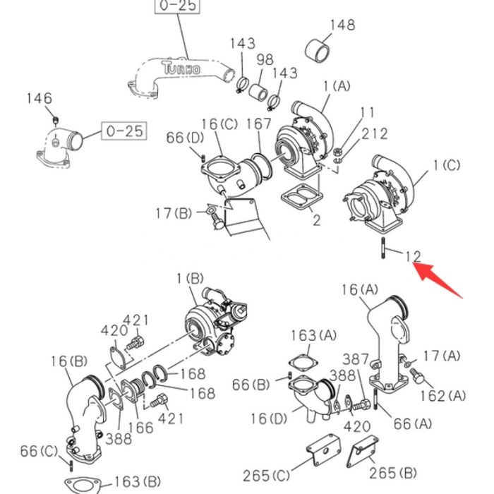 Hitachi Turbocharger Stud 1093001010 Compatible for Hitachi